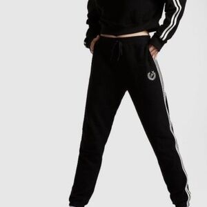 NWT Victorias Secret Pink Black Jogger With White Stripes Down Side W Sz M